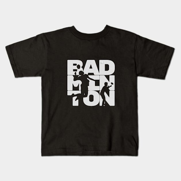 Badminton Man Kids T-Shirt by PolyLine